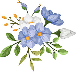 blue floral bouquet with watercolor