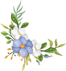 blue floral bouquet with watercolor