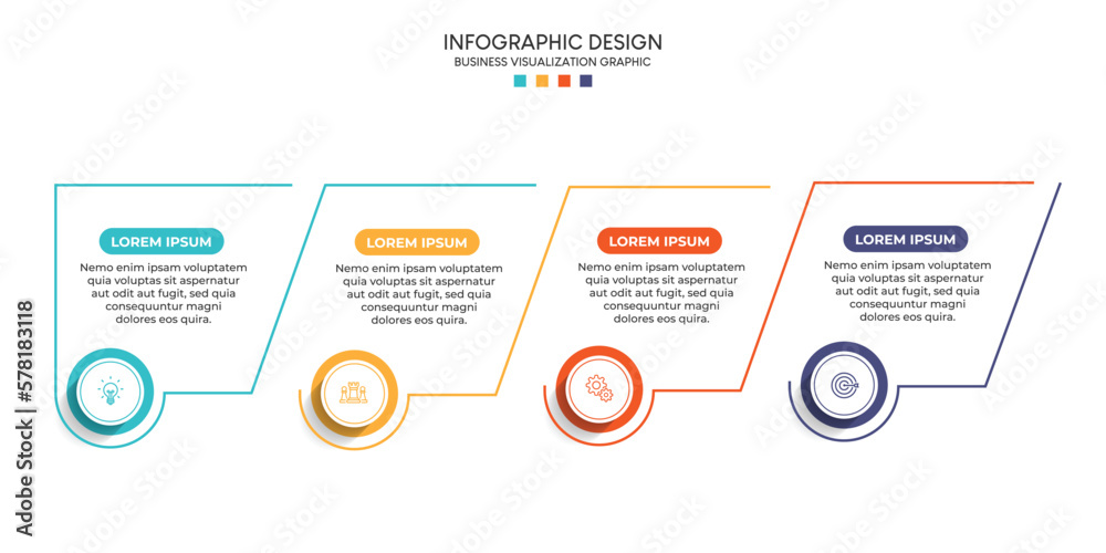 Fototapete steps business data visualization timeline process infographic template design with icons