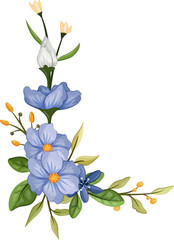 blue floral bouquet with watercolor