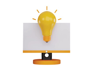 light icon with monitor 3d rendering vector illustration