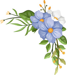 blue floral bouquet with watercolor