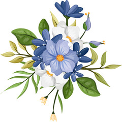 Fototapeta na wymiar blue floral bouquet with watercolor