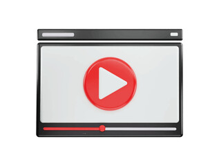 Video player or media player icon 3d rendering vector illustration