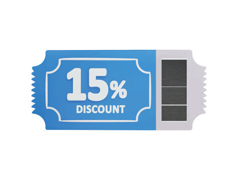 15 percent Discount card icon 3d rendering vector illustration