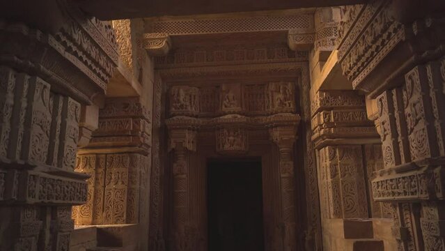 Garbh graha , inside of a Vishnu temple at Gwalior Fort , Madhya Pradesh India