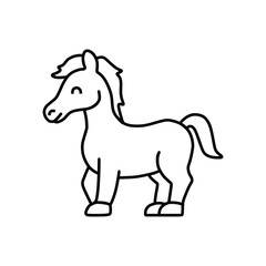 the foal walks with a happy smile