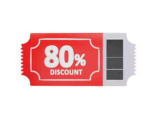 80 percent Discount card icon 3d rendering vector illustration