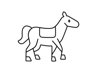 the horse walks in a relaxed and calm manner