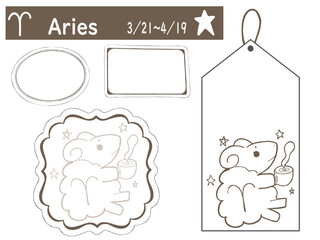 牡羊座　メッセージカード＆タグセット