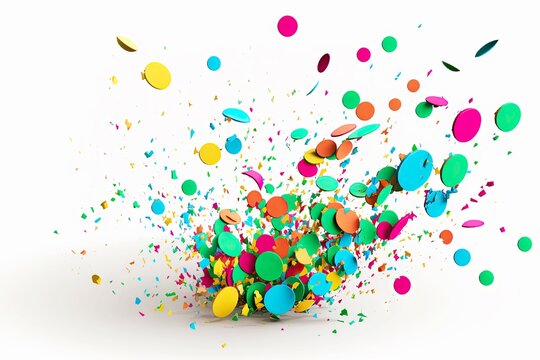 a bunch of colorful confetti on a white background, created with generative ai