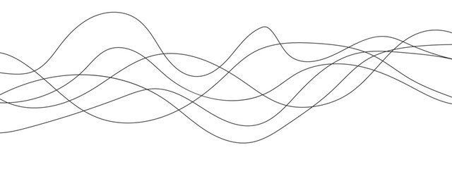Abstract wavy black and white curved lines. 