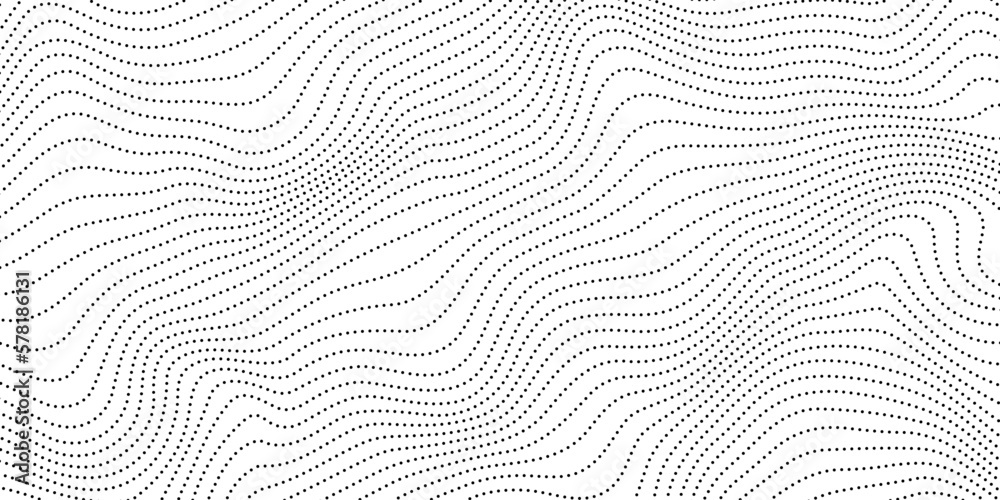 Poster dotted wave lines background. abstract stripes texture. warped and curved lines wallpaper. vector mi
