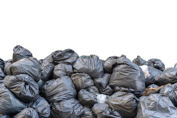 Wrinkled plastic bags texture pattern. Plenty of biodegradable bags piled up against on white isolated background