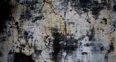 cracked abstract wall, black and white textured wall background, cracked wall background