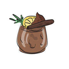 coffee with lemon illustration vector hand drawn isolated on white background line art.