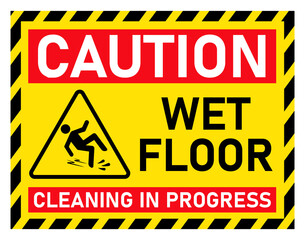warning sign caution slippery after cleaning wet floor yellow printable template design illustration building sign