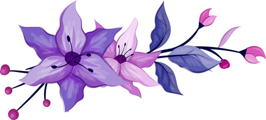 Purple floral bouquet with watercolor