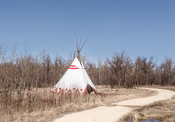 A tepee erected in the wilderness