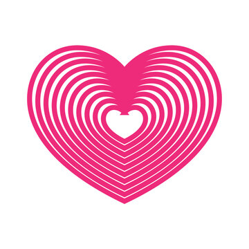 pink heart line on white