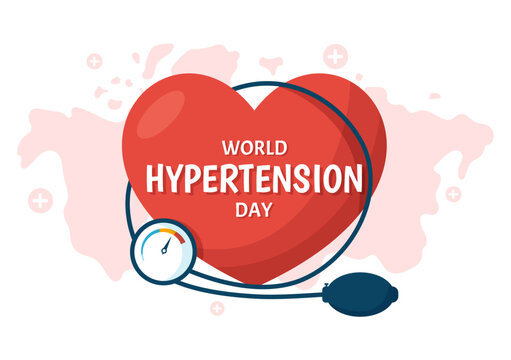 World Hypertension Day on May 17th Illustration with High Blood Pressure and Red Love Image in Flat Cartoon Hand Drawn for Landing Page Templates