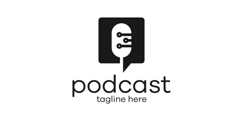 podcast logo design icon vector illustration 2
