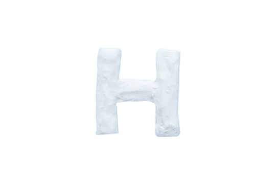 "H” Colour plasticine uppercase letters isolated on cutout PNG. English It is universal language used all over world. Alphabet for education and development. used in learning education for children.
