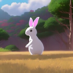Easter bunny in the meadow. 
Created with generative AI 
