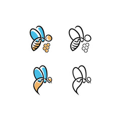 bee monoline logo design vector