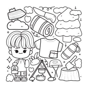 Camping Colouring Page For Kid