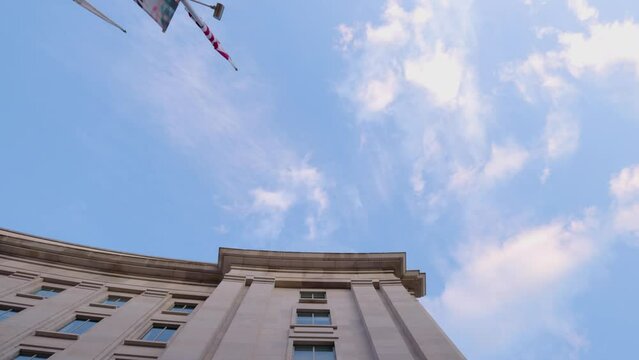 Tilt-down shot of CBP (Customs and Border Protection) HQ building in Washington, DC located at 1300 Pennsylvania Ave. CBP's mission is to secure the US borders and facilitate lawful trade and travel.