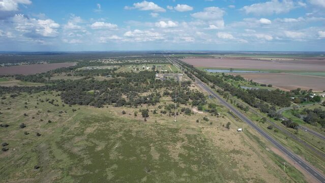 Aerial footage of Emerald and Fairbairn Dam Central Queensland Australia