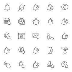 Notification bell line icons set