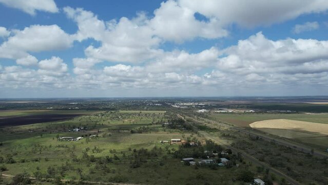 Aerial footage of Emerald and Fairbairn Dam Central Queensland Australia