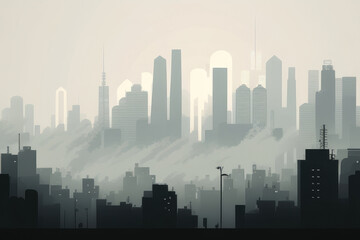 Obraz premium smoggy skyline of large city, with layer of haze obscuring the view The image highlights the impact of air pollution on urban areas AI generation.