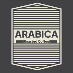 Arabica badge, vector illustration isolated on white background. Logo, Label, or sticker flat design. Symbol of coffee Roasted for food packaging