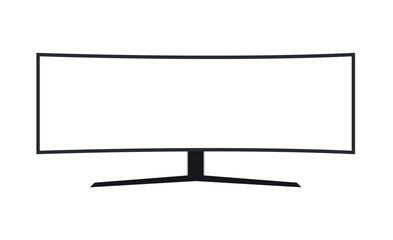 Curved TV 4K flat screen lcd or led, plasma realistic, White blank HD monitor mockup, Modern video panel white flatscreen.