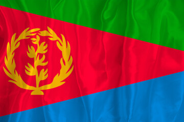 The Heretreya flag on a silk background is a great national symbol. Fabric texture The official state symbol of the country.