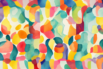 Watercolor pattern with overlapping colorful shapes. Generative ai.