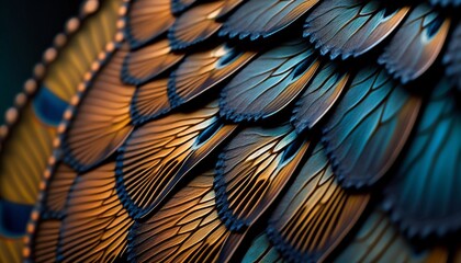Obraz premium close up view of colorful butterfly wing scales background.