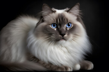 Obraz premium Portrait A beautiful male Ragdoll purebreed cat photography made with Generative AI