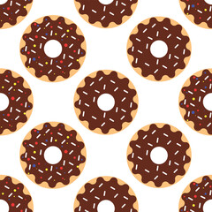 Seamless pattern with glazed donuts