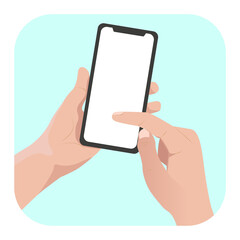 Ilustración con fondo transparente de mano sosteniendo teléfono celular, dispositivo eléctrónico, para diseño, marketing, aplicaciones