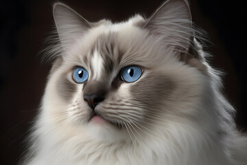 Portrait A beautiful male Ragdoll purebreed cat photography made with Generative AI