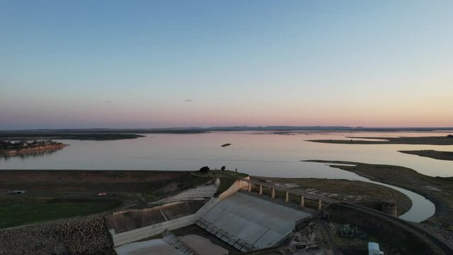 Aerial footage of Emerald and Fairbairn Dam Central Queensland Australia
