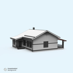 House 3d modern style rendering on white background.