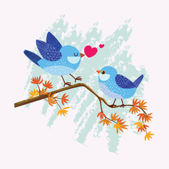 Love bird icon character vector illustration. Couple in love symbols valentines design element.