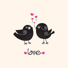 Obraz premium Love bird icon character vector illustration. Couple in love symbols valentines design element.