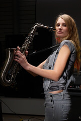 Woman with saxophone