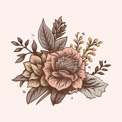 Hand drawn floral  ornament illustration vector